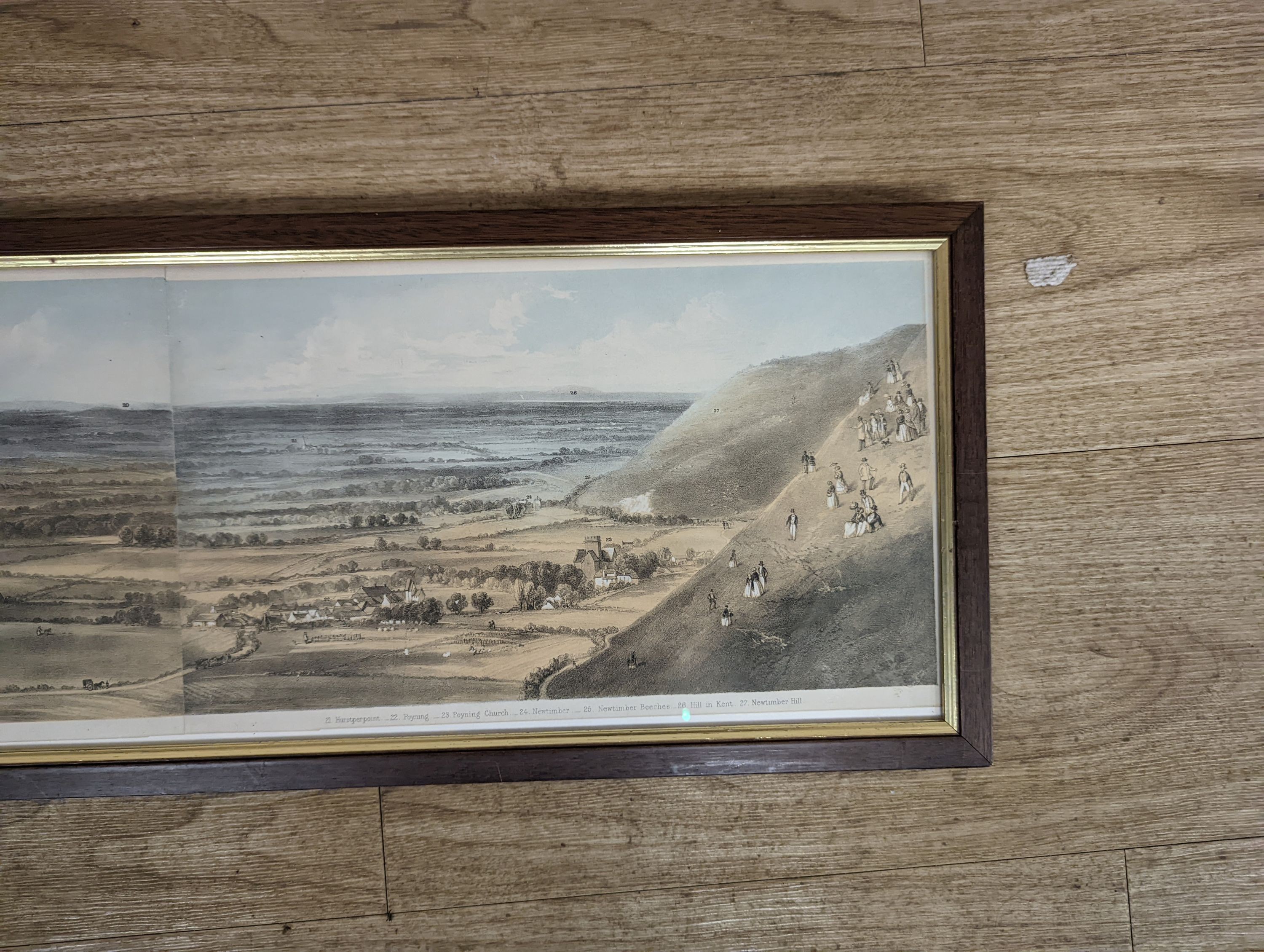 19th century English School, coloured lithograph, Panorama from Devil's Dyke, Brighton, 20 x 131cm